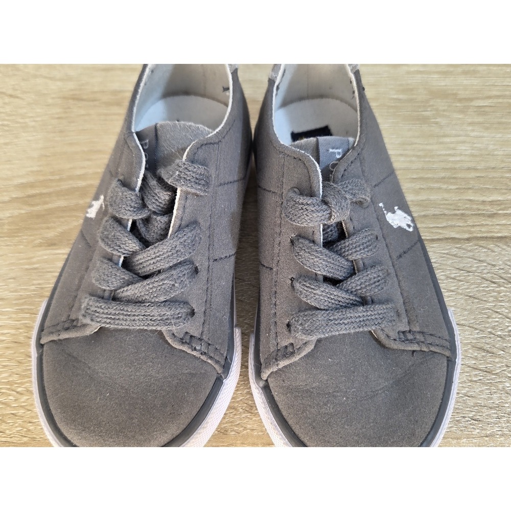 Polo Ralph Lauren Gray Canvas‎ Sneakers Shoes Size 6-gray Shoe For Boys Size 6 - Picture 7 of 11